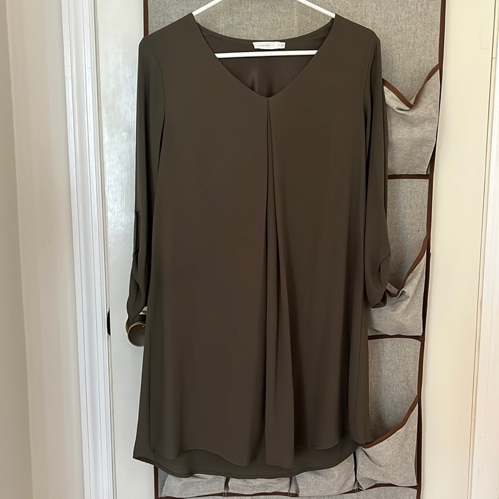 Lush Olive Green Dress with 3/4 Sleeves